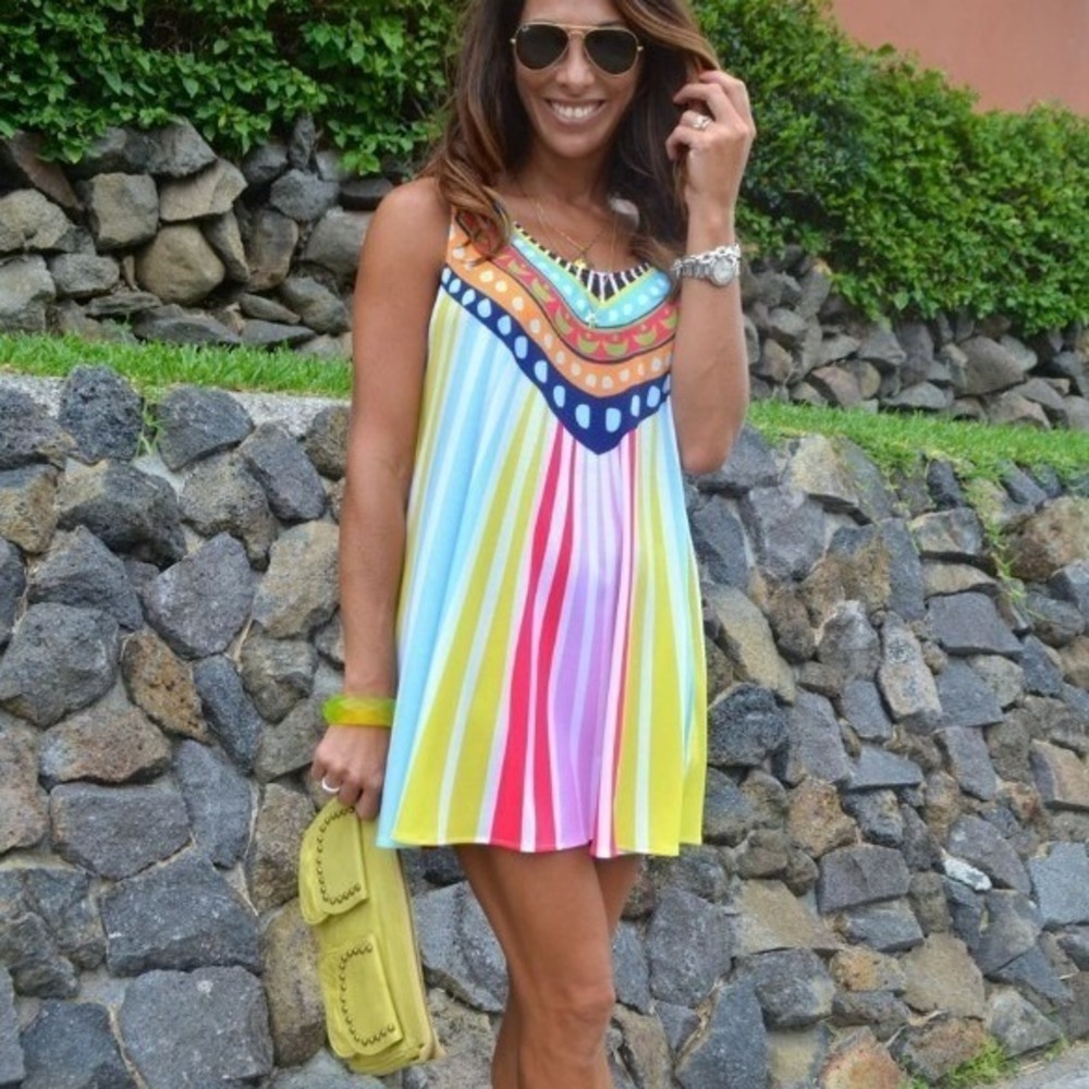 Mara Hoffman Dress Sz XS Multicolor Striped Beach Vacation